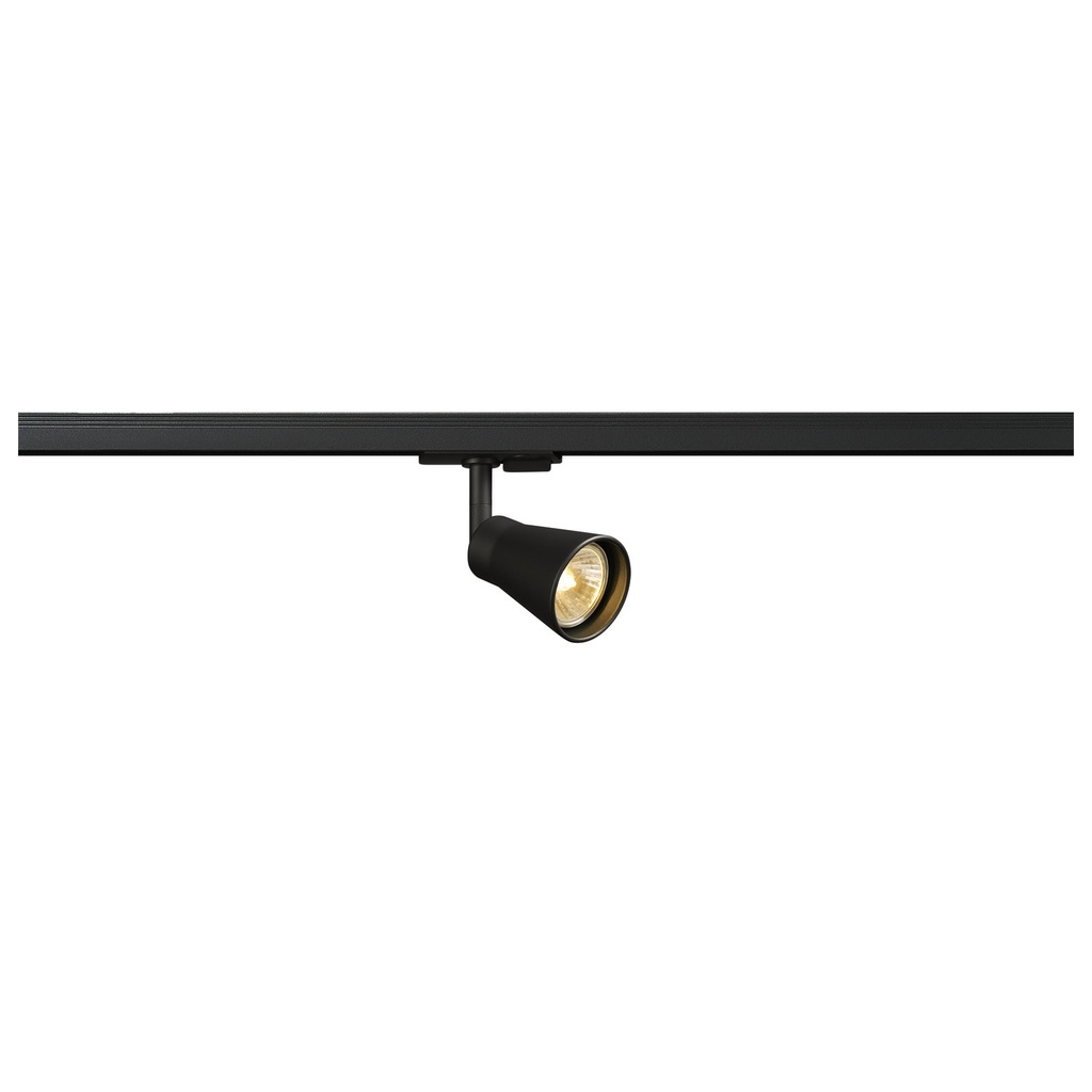 SLV BELGIUM AVO railspot QPAR51/GU10 50W staal rond diam.6cm zwart incl. 1F.-adapter
