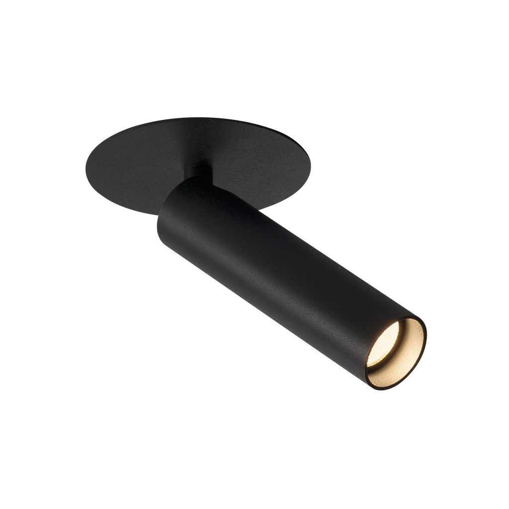 KARPO wand/plafondinbouw LED 7,5W 3000K alu/staal enkel vlak rozet zwart