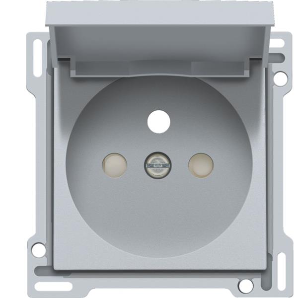 NIKO - Centraalplaat stopcontact met klapdeksel, penaarde, 28,5mm, sterling - 121-66603