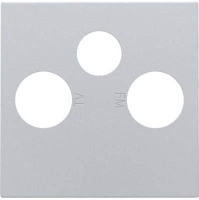 [3734649] Plaque centrale 2 Connexion coaxiale simple. TV VR/FM et 1 connexion satellite, sterling