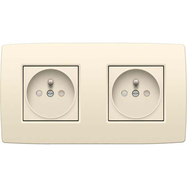 [3771063] NIKO - Double screen. socket with pin earth, screw, inc. cover plate - 100-66102