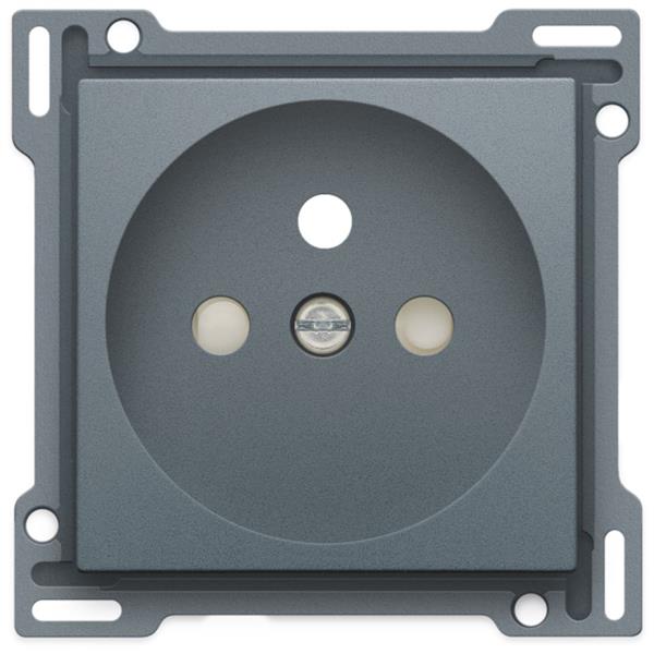 NIKO - Centraalplaat stopcontact met penaarde, 28,5mm, grijs staal - 220-66601