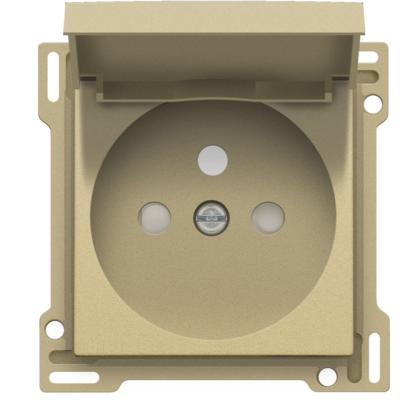 NIKO - Centraalplaat stopcontact met klapdeksel, penaarde, 28,5mm, goud - 221-66603