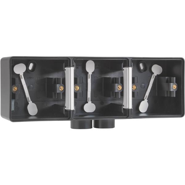 NIKO - Hydro spuitwaterdichte 3-voud. opbouwdoos, 3 functies, 2 m20-ingangen, zwart - 761-84902