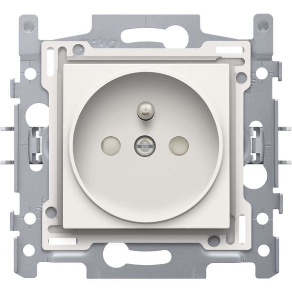 NIKO - Stopcontact met penaarde, 21mm, samengesteld, insteekklemmen, wit - 101-66105