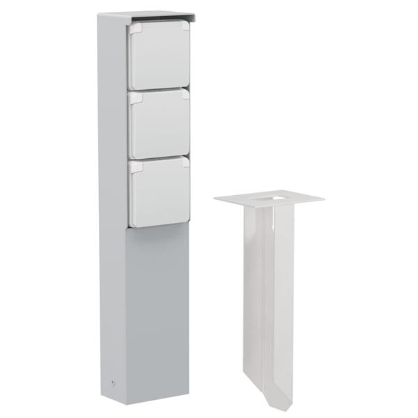 NIKO - Tuinpaal met drievoudig stopcontact, penaarde, grondpin, grijs - 700-36635