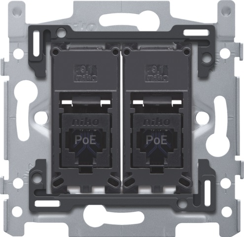 2 RJ45 connections UTP CAT6, PoE++, flat, 60x71, screw