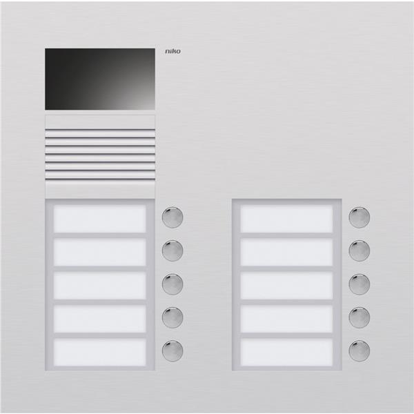 NIKO - Buitenpost met 10 beldrukknoppen (2x5) en kleurencamera, inbouw, aluminium - 10-310