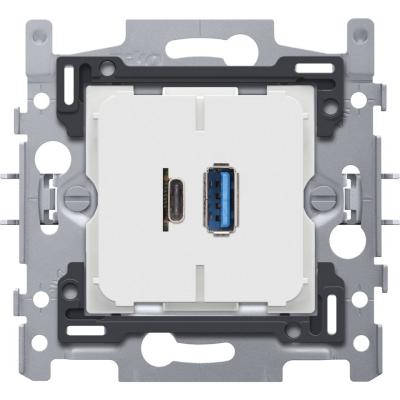 Dubbele smart usb-a en usb-c lader, sokkel 60x71, klauw