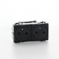 LivingLight dubbel voorbekabelde vlakke contactdoos - 2x 2P+A 16A 250V antraciet