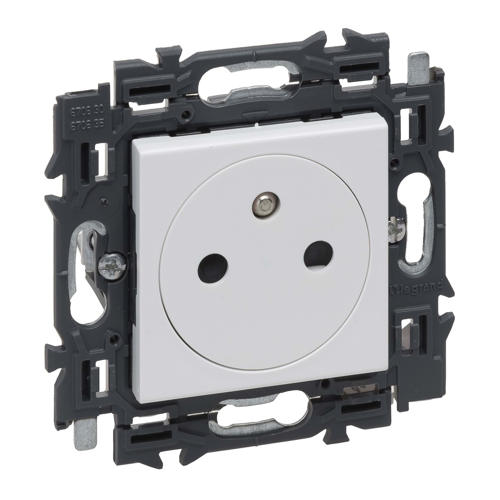 Valena Next vlakke contactdoos 2P+A 16A volledig apparaat wit met spanklauwen