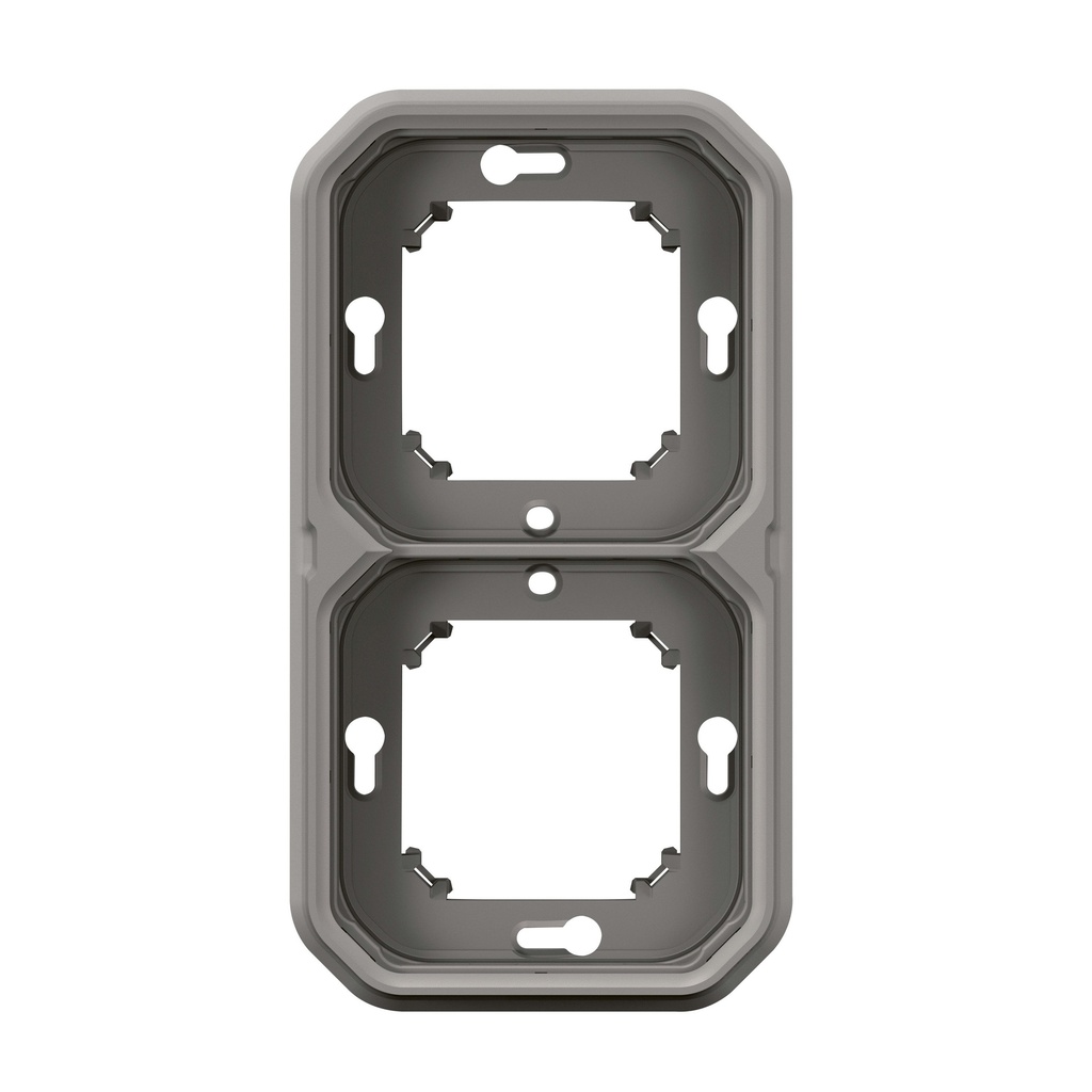 Plexo inbouwkader 2 mechanisme hor of vert IP55 - grijs