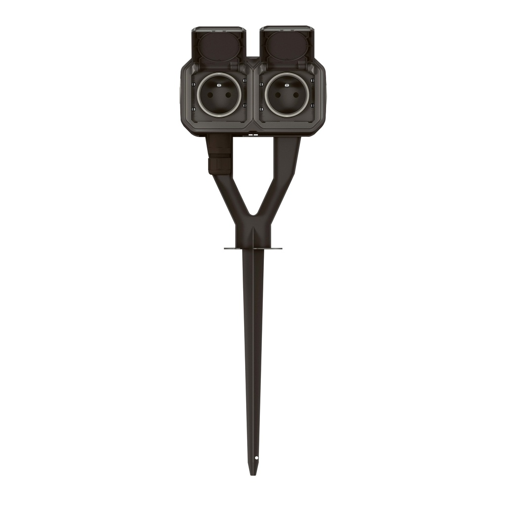 Plexo tuinpaal met contactdoos 2V voorbedraad compleet grijs