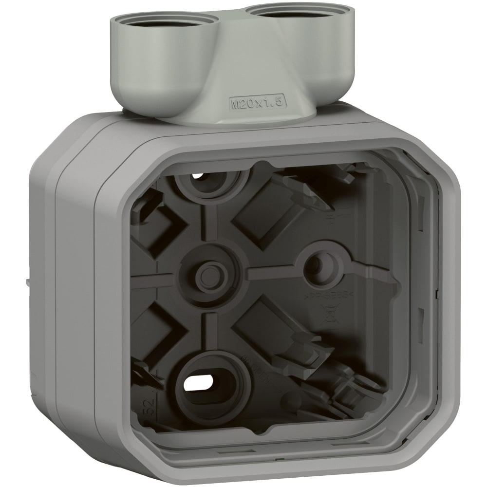 Plexo opbouwdoos 1 mechanisme 2xM20 ingang IP55 - IK08 grijs